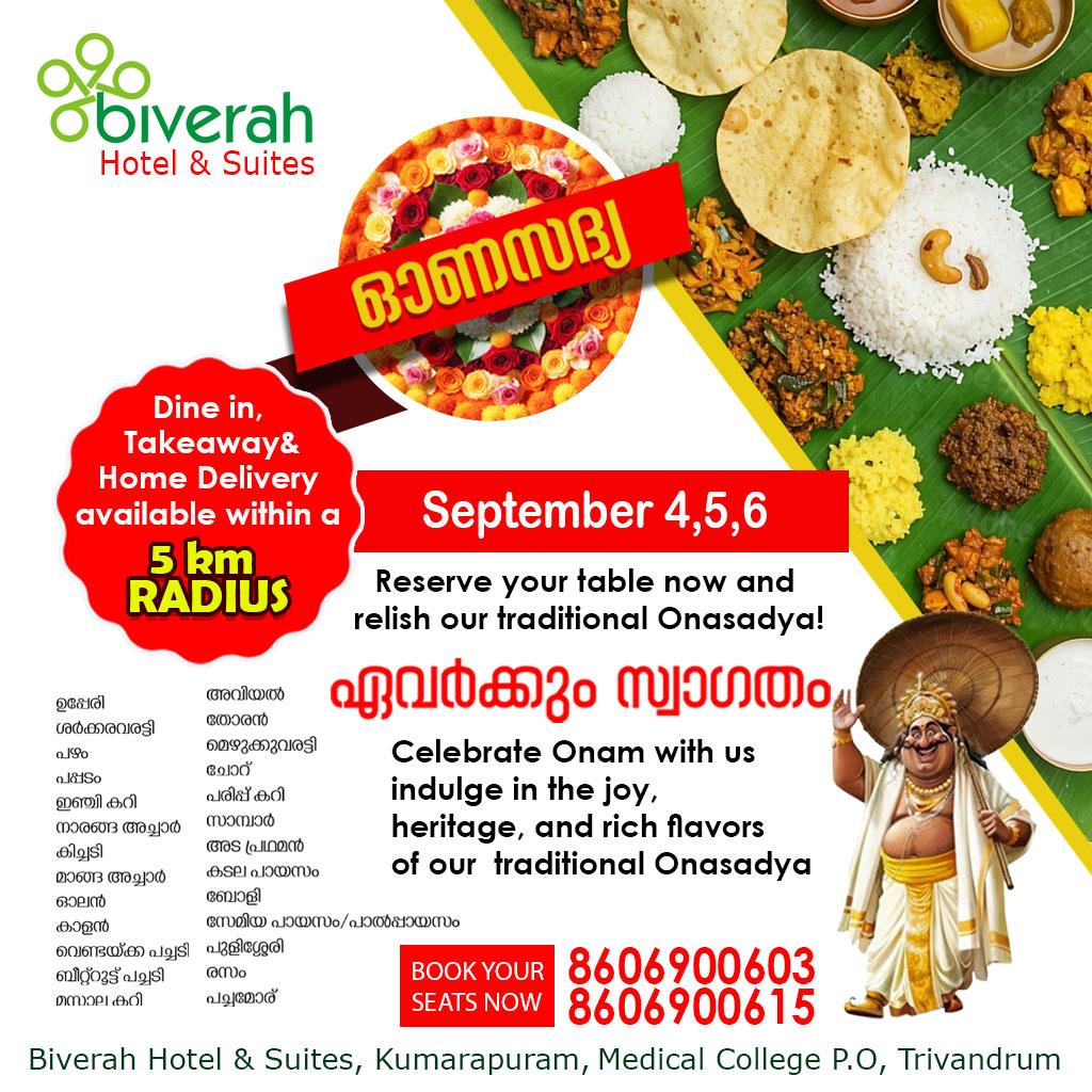 Onam Sadya at Biverah Hotel & Suites
